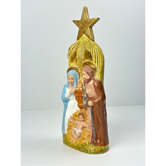 1980 Nested Nativity Holy Family Scene Mary, Joseph & Jesus Chalkware Sculpture - Picture 2 of 7